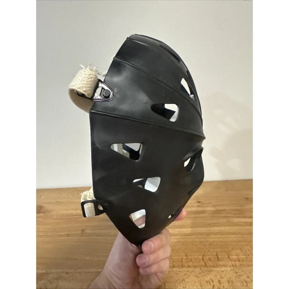 Mylec Adult Street Hockey Goalie Mask Black Impact Ventilation Holes Adjustable